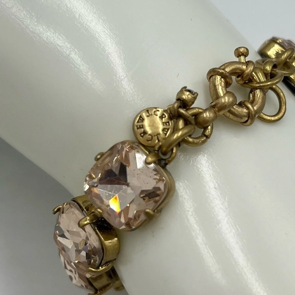 J. Crew Brass and Pretty Peach Rhinestone Gold‎ Gone Tennis Bracelet